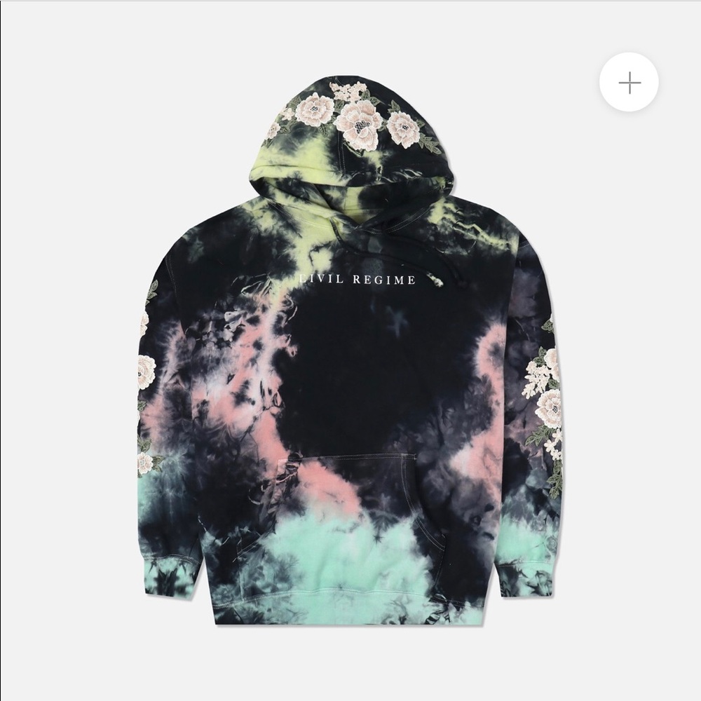 Civil regime blanco roses hoodie lightning wash